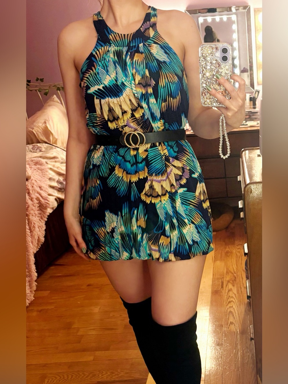 Multicolour Halter Mini Bubble Dress